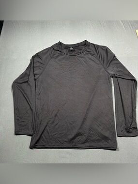 T-Shirt Mens Large Black Pullover Long Sleeve Performance Stretch Active